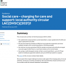 LAC(DHSC)(2021)1: Social care charging for local authorities: 2021 to 2022